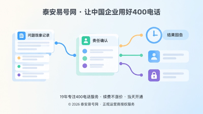 抽象场景式插画：400电话问题记录与结果回告流程